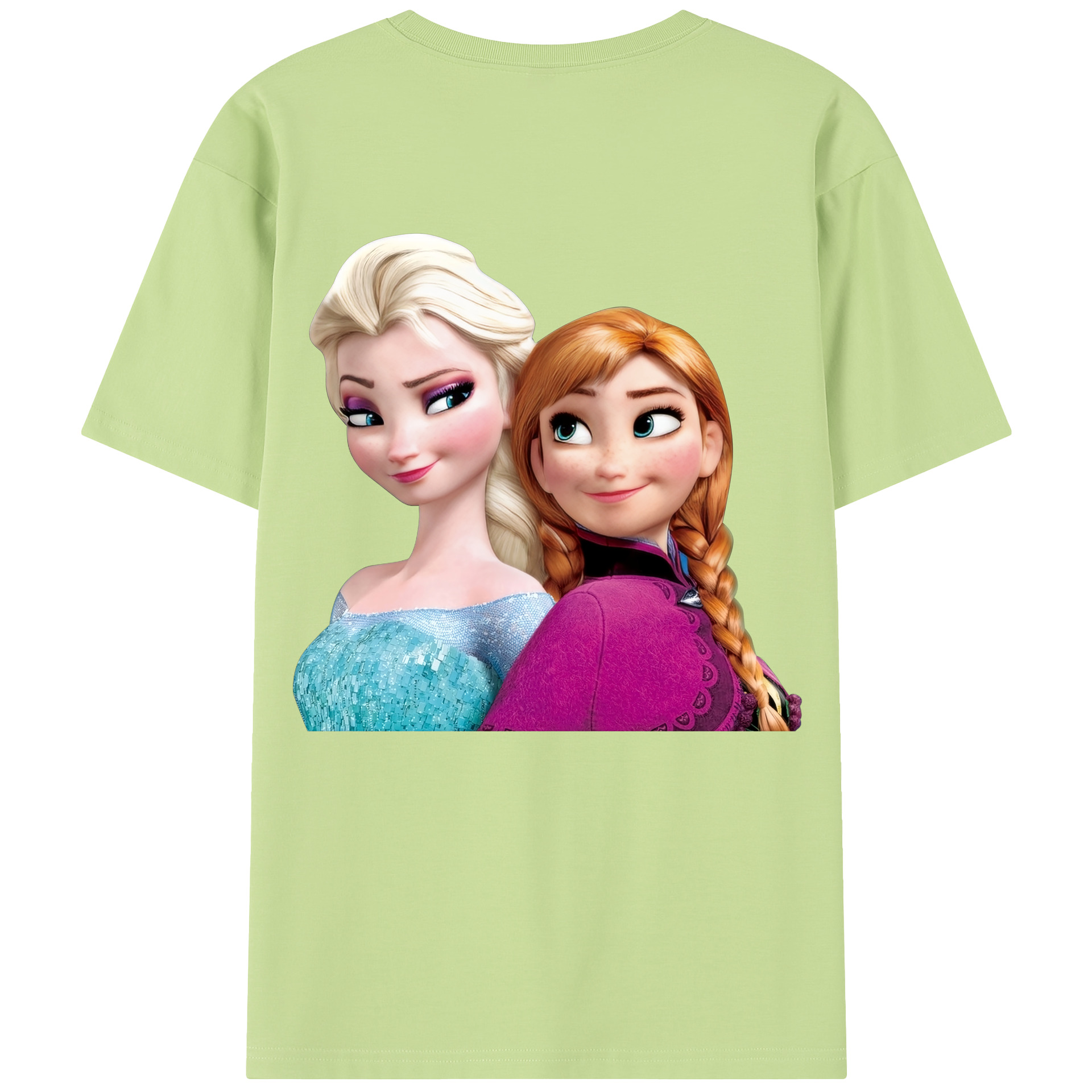 （画像用） アナと雪の女王 アンナ エルサ Frozen Anna Elsa 綿100％半袖Tシャツ（背面プリント）